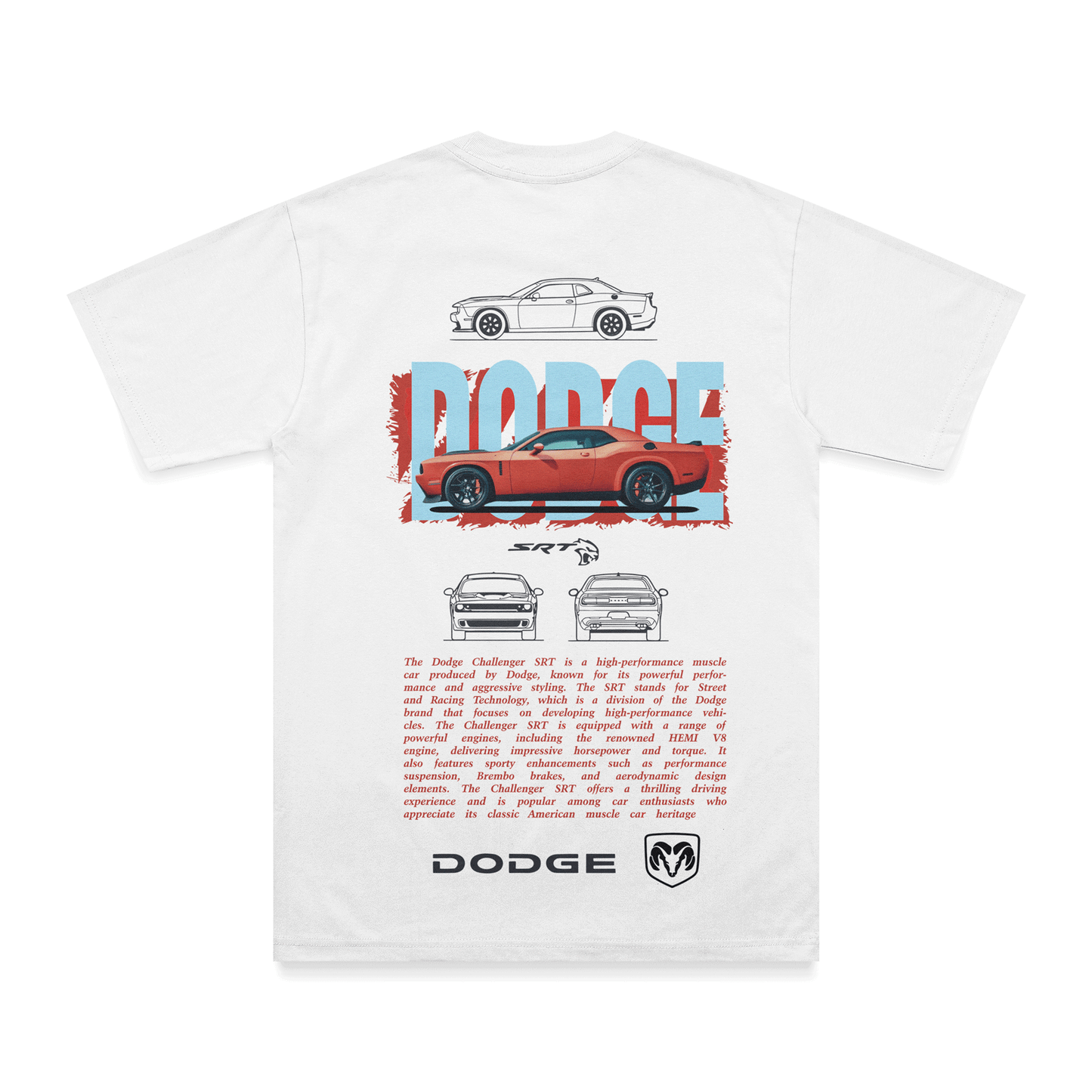 T-shirt Dodge SRT - Espalda - Blanco