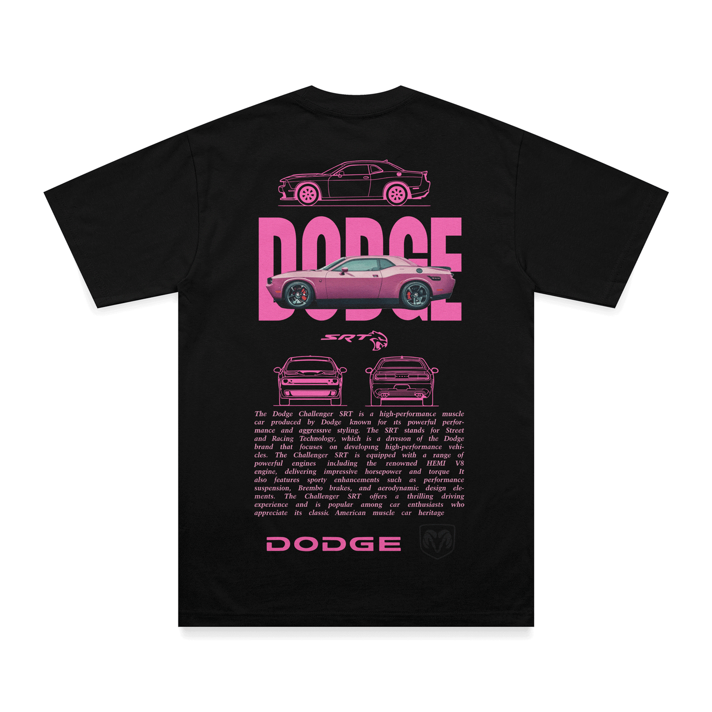 T-shirt Dodge SRT - Espalda - Rosa