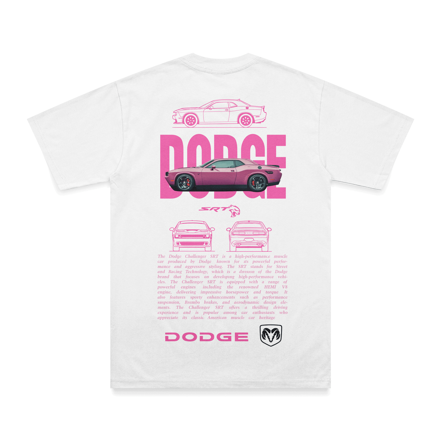 T-shirt Dodge SRT - Espalda - Rosa