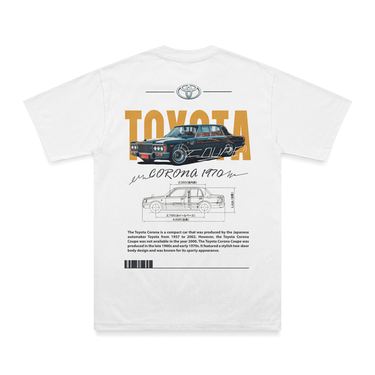 T-shirt Toyota Corona 1970 - Espalda - Blanco