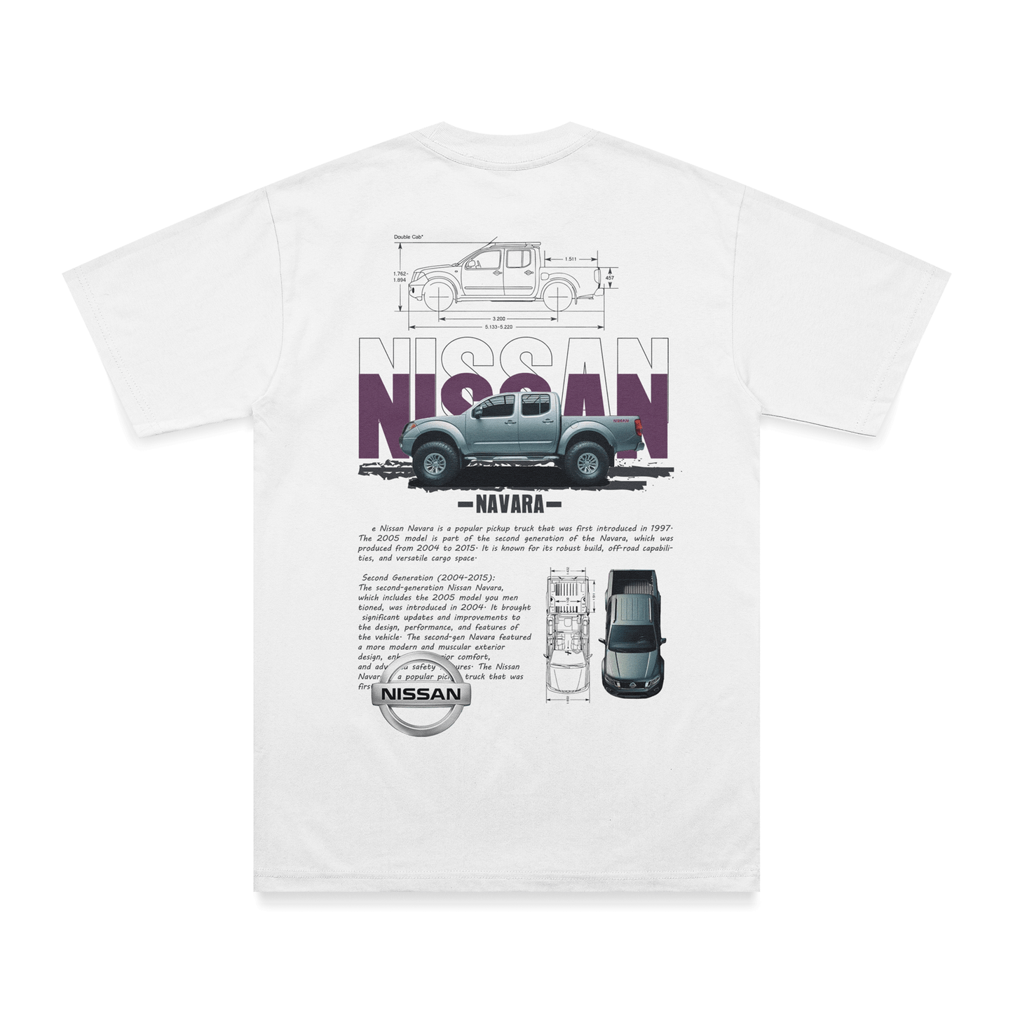 T-shirt Nissan Navara - Espalda - Blanco