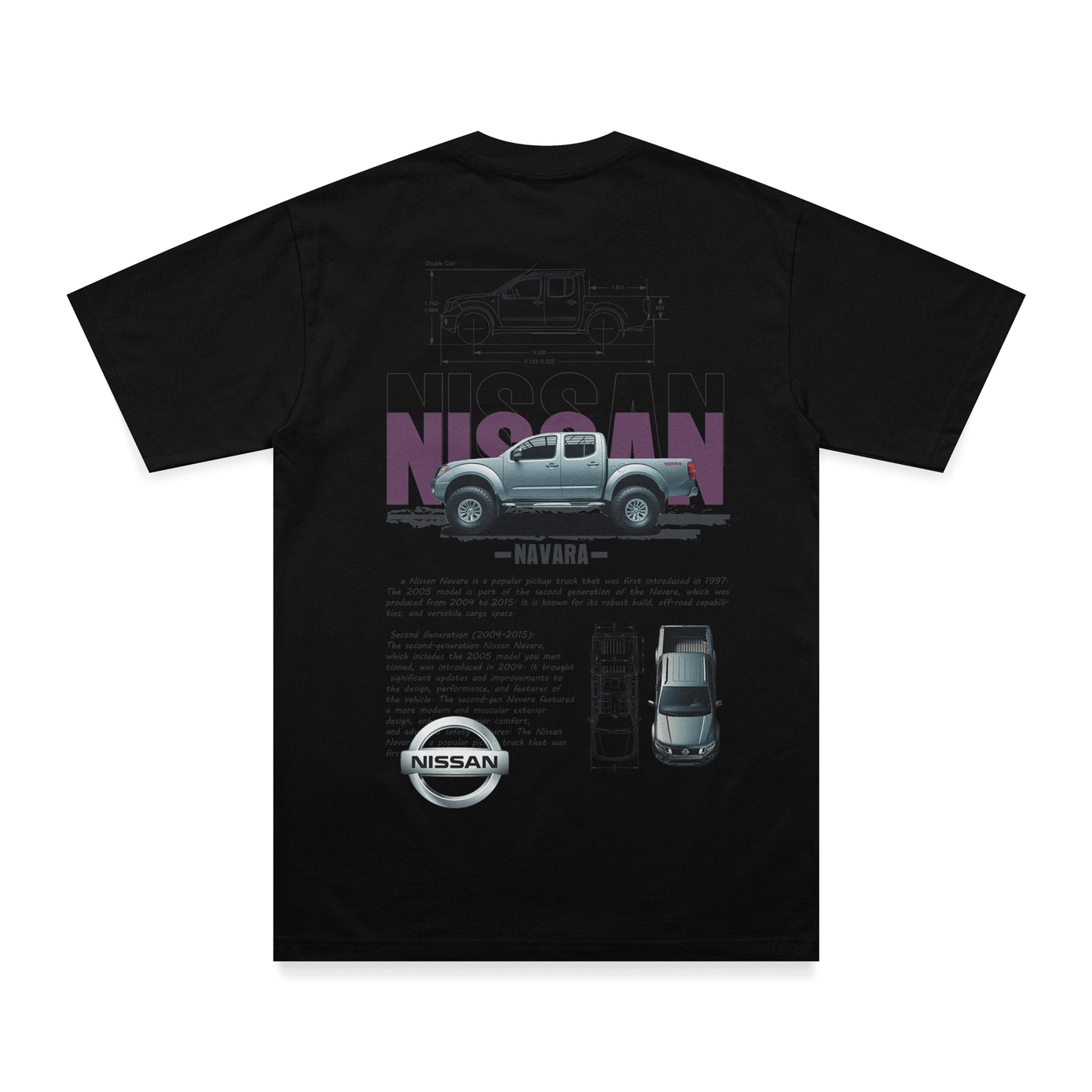 T-shirt Nissan Navara - Espalda - Negro